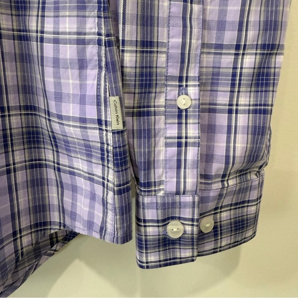 Calvin Klein Men's Purple Checkered Shirt Size M 100% Cotton - Picture 2 of 15